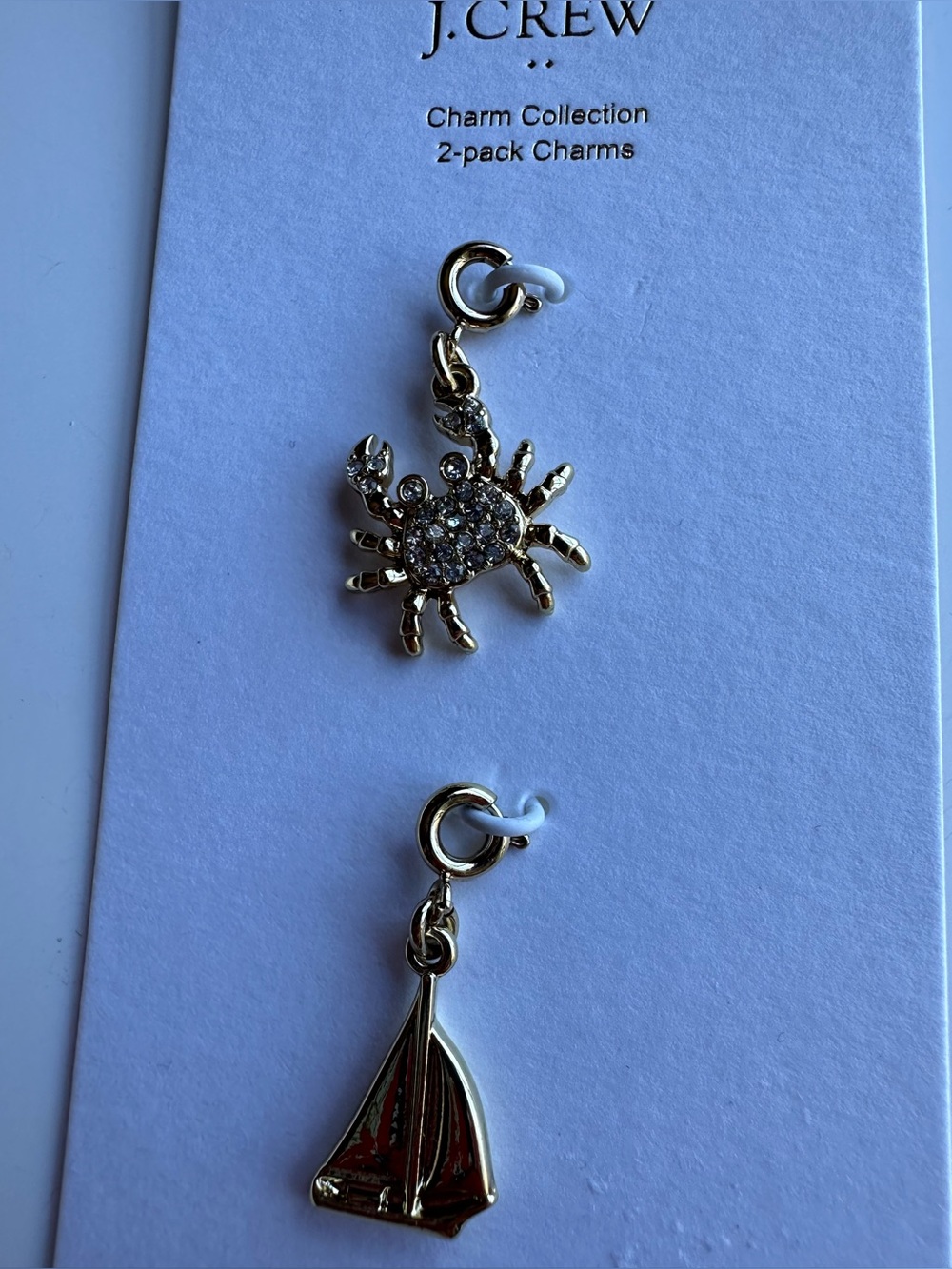 J. Crew Factory Gold Nautical Charm Set — Crab & Sailboat